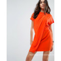 Drape Front Tab Side Mini Drape Dress